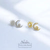 Star & Moon Crystal Studs Earrings | 925 Sterling Silver | Available in Silver & Gold