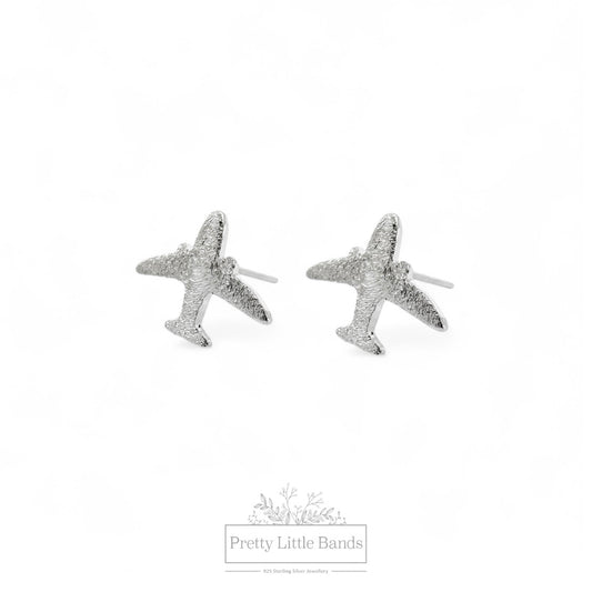Airplane Stud Earrings | 925 Sterling Silver