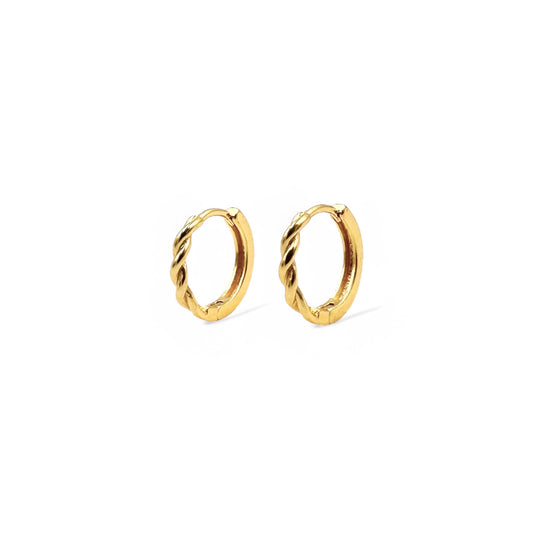 Dainty Twisted Hoop Earrings | 18k Gold