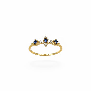 Sapphire & Crystal Lira Ring | 14K Gold | Size 5-8