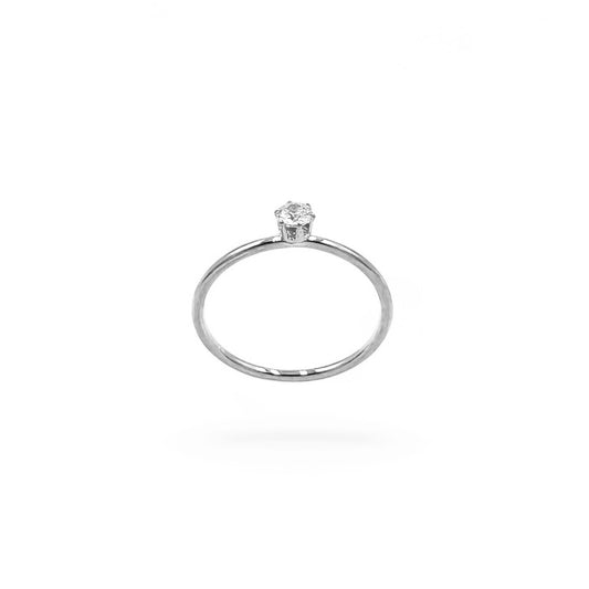 Simple Solitaire Rounded Band Ring | 925 Sterling Silver | Size 5-9