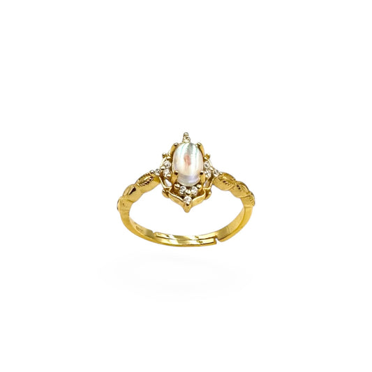 Moonstone Feyre Ring Band | 14K Gold | Adjustable