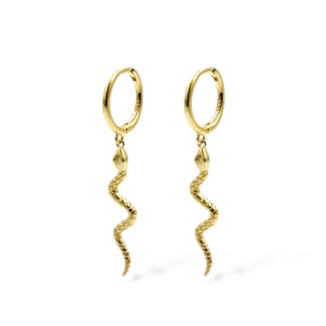 Hanging Snake Hoop Earrings | 18k Gold