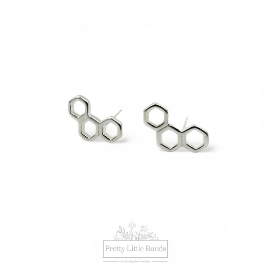Honeycomb Stud Earrings | 925 Sterling Silver