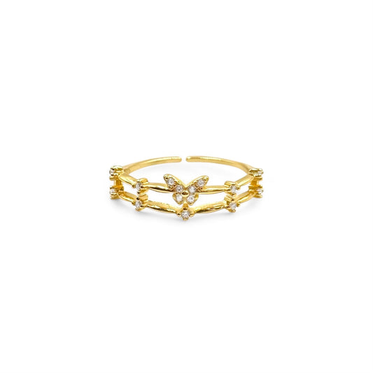 Butterfly Garden Ring Band | 14K Gold | Adjustable
