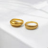 Texture Ribbed Dome Ring Band | 18k Gold | Size 6 - 10