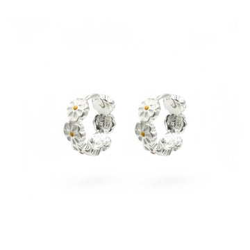Cute Daisy Hoop Earrings | 925 Sterling Silver