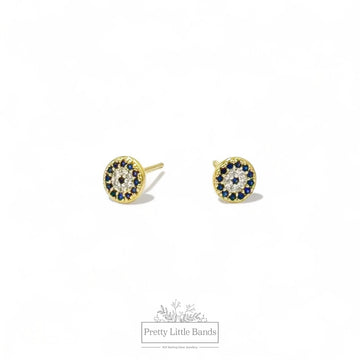 Evil Eye Coin Stud Earrings | Available in 2 Colours