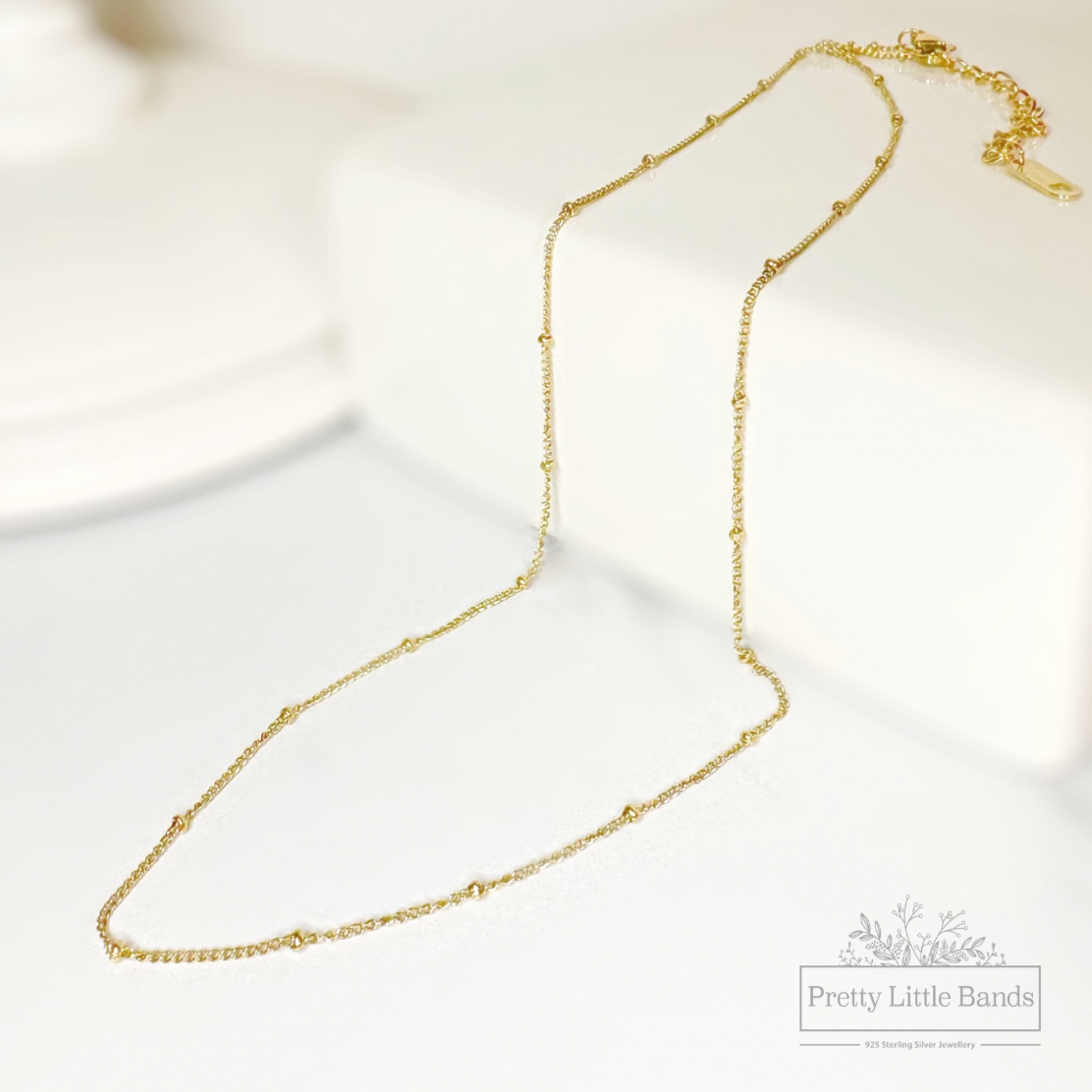 Dainty Gold Ball Necklace 18k Gold – Pretty Little Bands