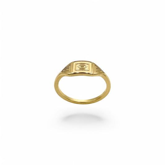 Aztec Signet Ring | 18k Gold Fill | Size 6-10