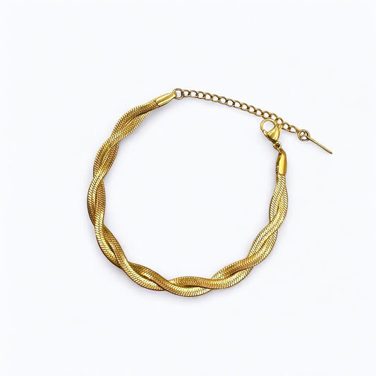 Braided Herringbone Bracelet | 18k Gold Filled