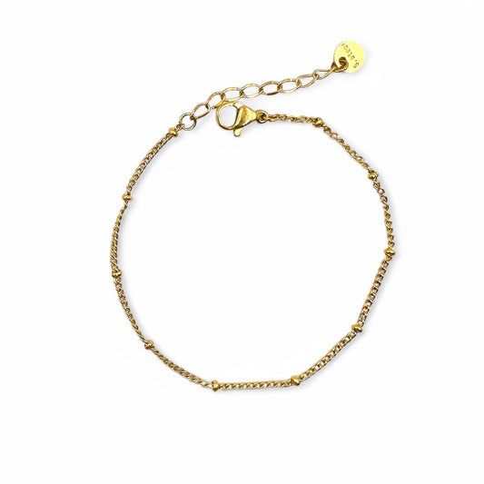 Beaded Cable Chain Bracelet | 18k Gold Filled