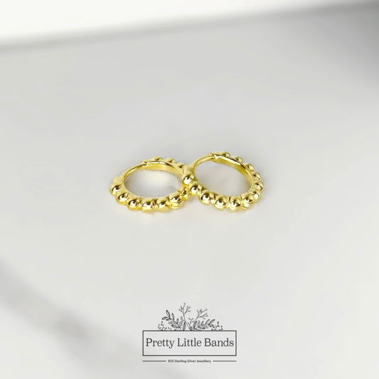 Beaded Mini Hoop Earrings | Available in Silver & 18k Gold