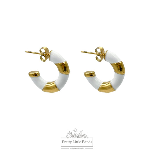 Striped C Hoop Earrings | Available in white & black