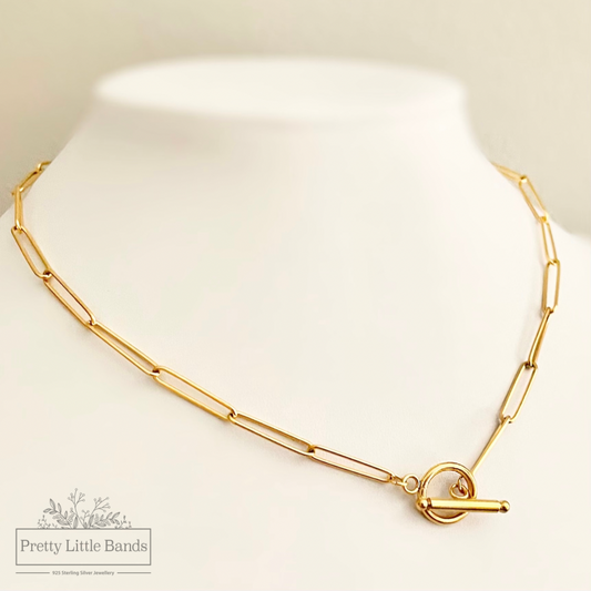 Toggle Clasp Paperclip Necklace | 18k Gold