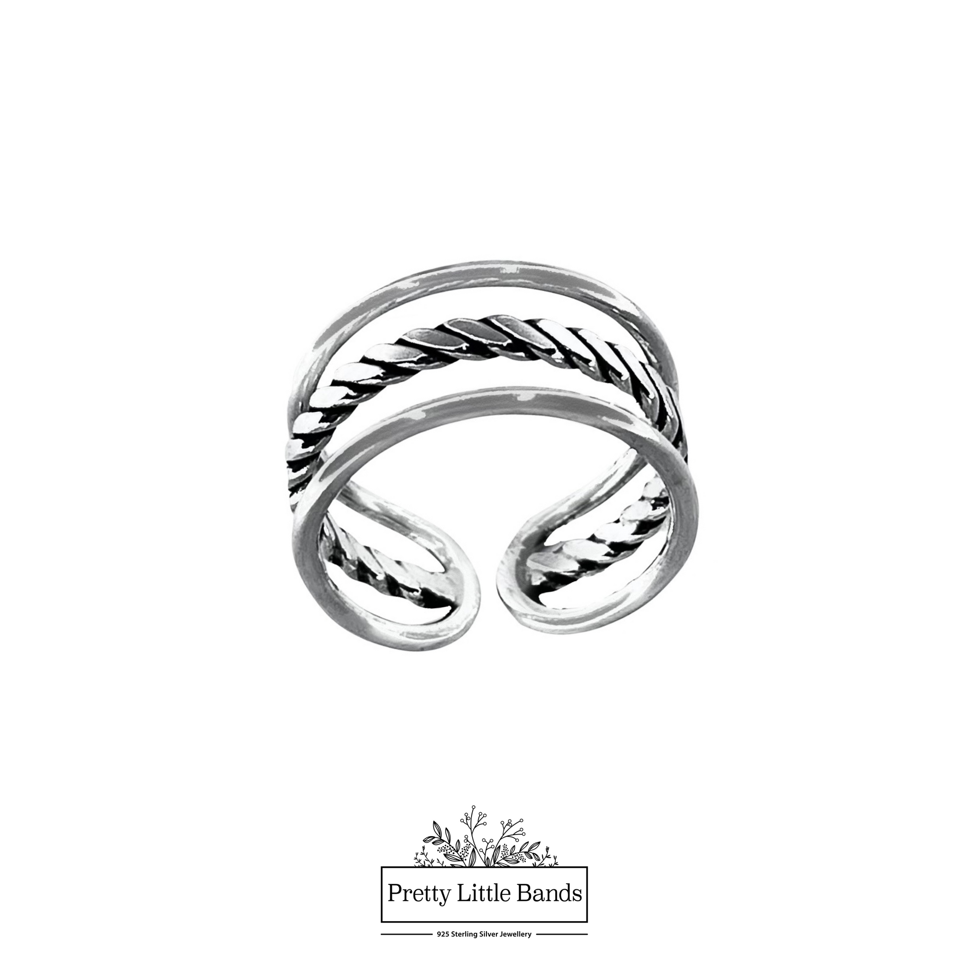 925 Sterling Silver Triple Ring #3, 9mm | Pretty Little Bands