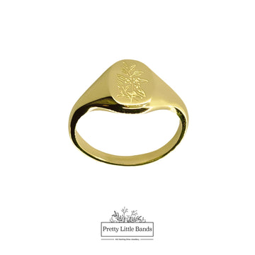 Wildflower Signet Ring | 18K Gold | Size 6 & 8 ONLY