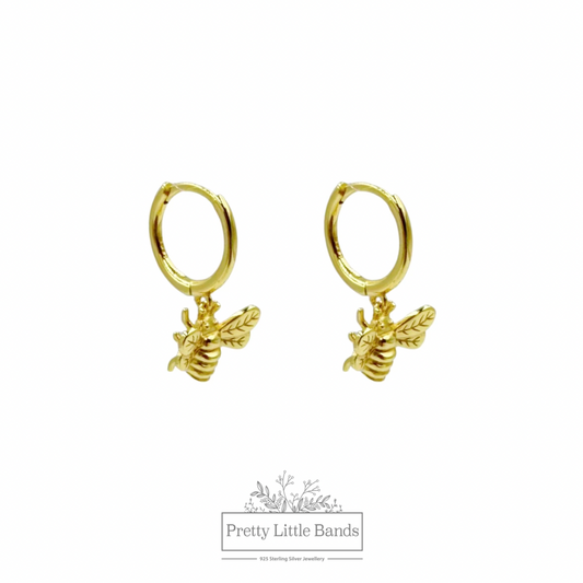 Honey Bee Hoop Earrings | Available in Silver & 18k Gold