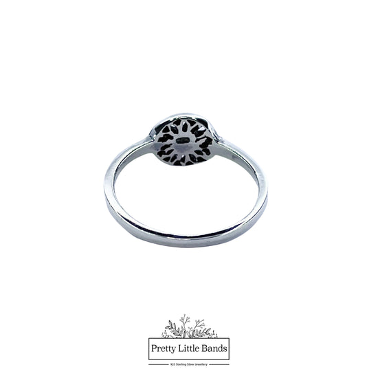 925 Sterling Silver Mandala Ring, 8mm | Pretty Little Bands