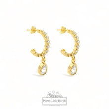 Load image into Gallery viewer, Elegant Crystal C Hoop Earrings | 18k Gold
