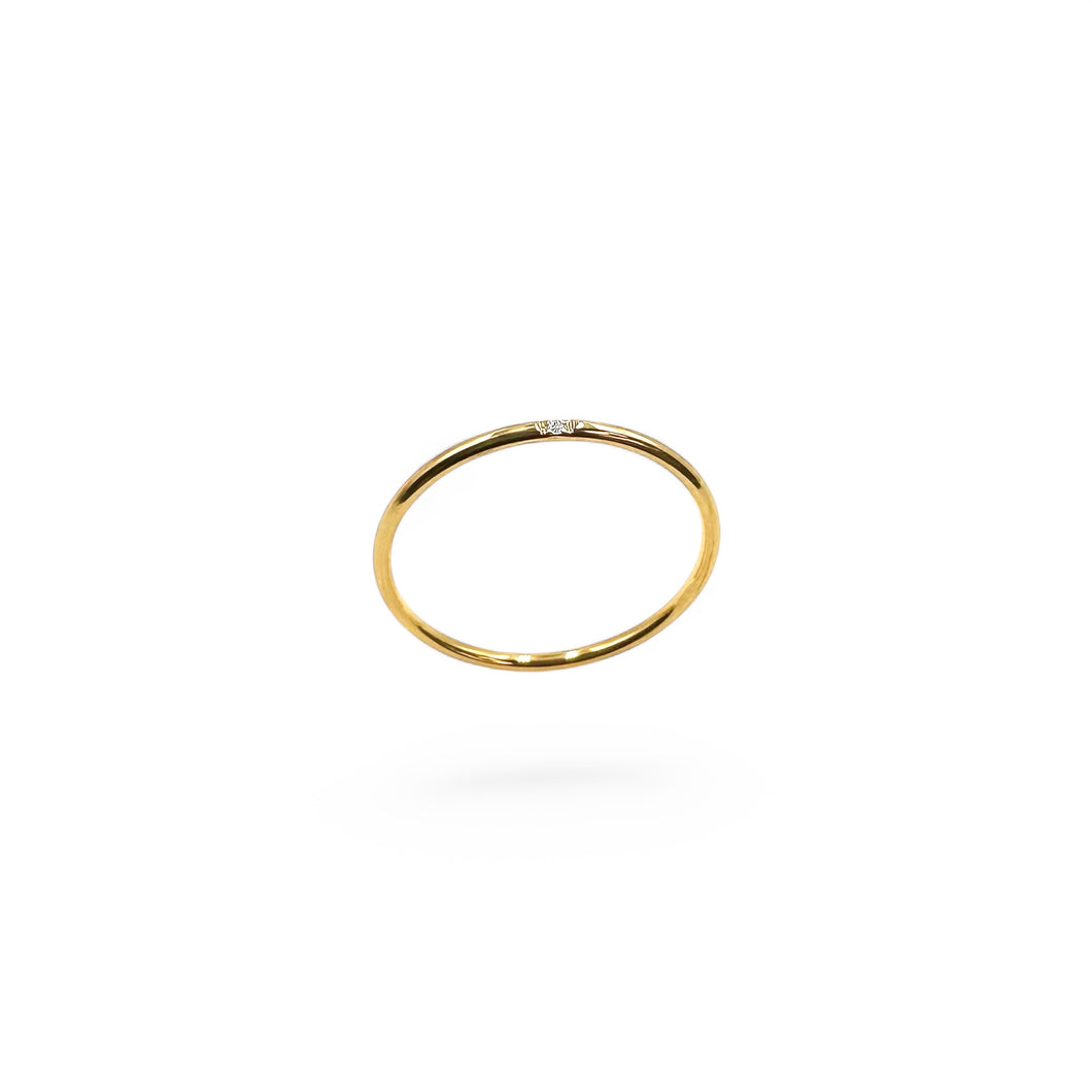 Single Stud Rounded Band Ring | 18K Gold | Size 4-10