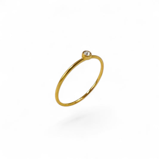 Dainty Solitaire Ring | 18k Gold Fill | Size 5-7