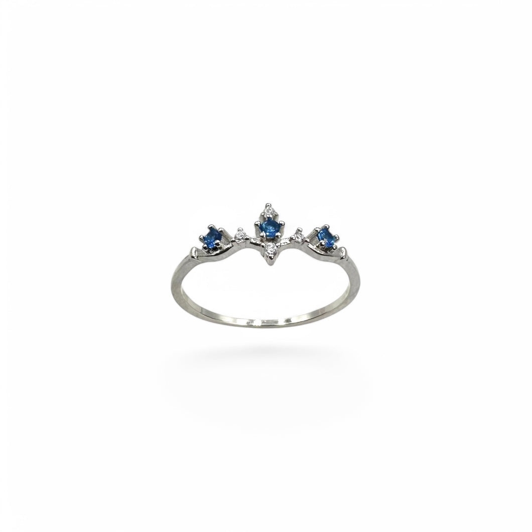 Sapphire & Crystal Lira Ring | 925 Sterling Silver | Size 5-8