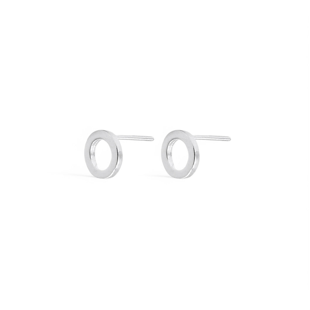 Brushed Circle Stud Earrings | 925 Sterling Silver