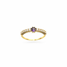 Load image into Gallery viewer, Amethyst &amp; Crystal Daphne Ring | 14K Gold | Adjustable
