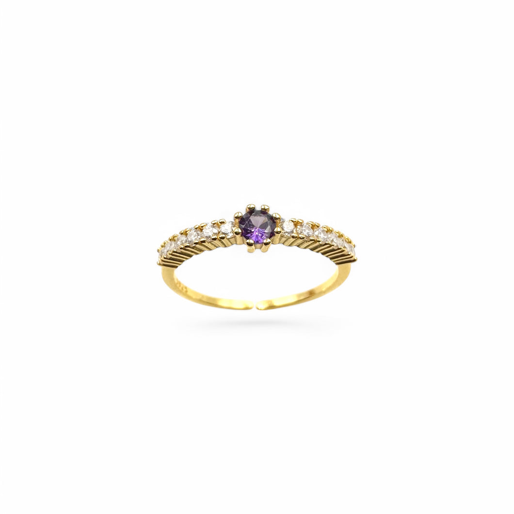 Amethyst & Crystal Daphne Ring | 14K Gold | Adjustable