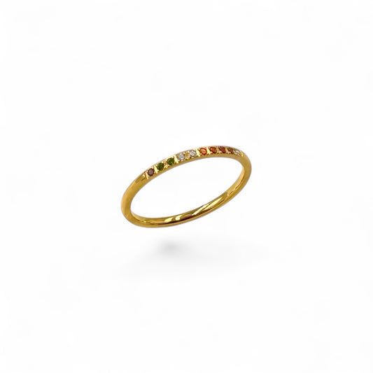 Rainbow Studded Ring, 1mm | 18k Gold Fill | Size 5-9