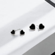 Load image into Gallery viewer, Black Heart Stud Earrings | 925 Sterling Silver
