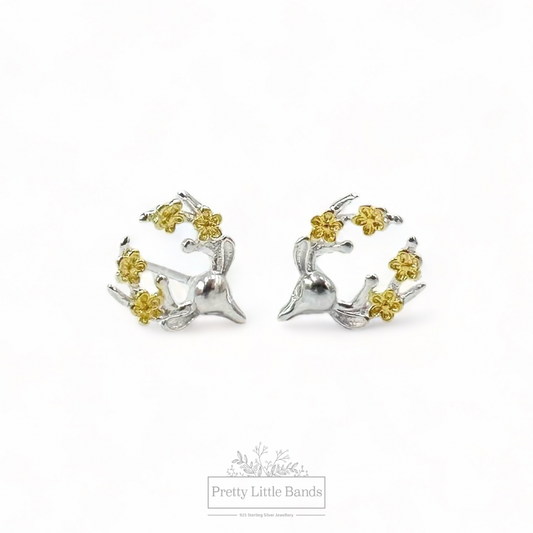 Reindeer & Roses Stud Earrings | 925 Sterling Silver