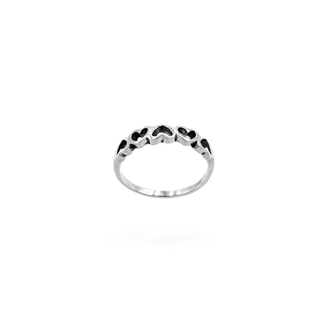 Band of Hearts Ring | 925 Sterling Silver | Size 5-8