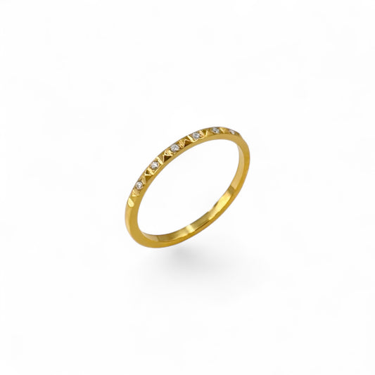 7 Stone Half-Eternity Ring Band, 1.5mm | 18k Gold Fill | Size 5-9