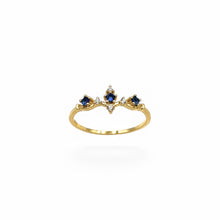 Load image into Gallery viewer, Sapphire &amp; Crystal Lira Ring | 14K Gold | Size 5-8
