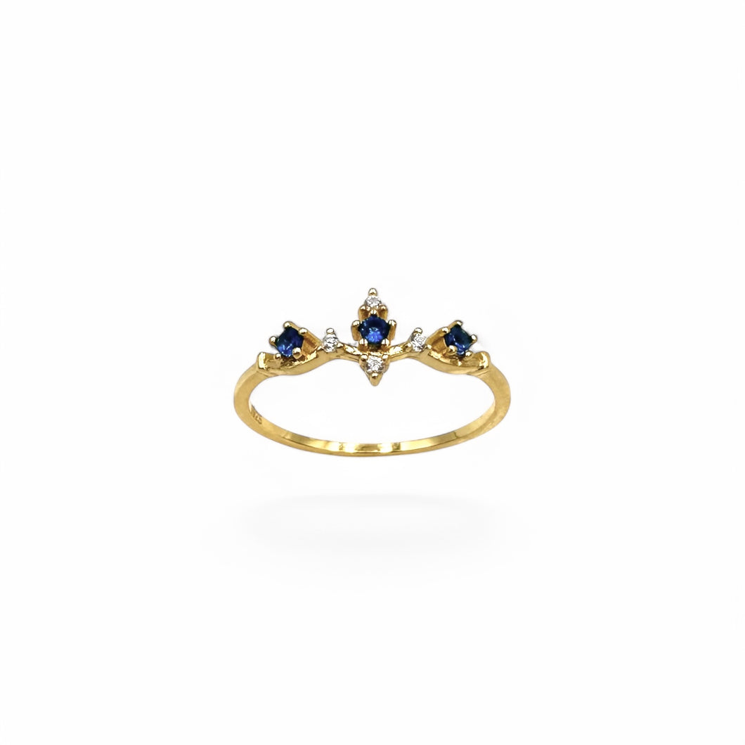 Sapphire & Crystal Lira Ring | 14K Gold | Size 5-8