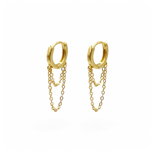 Draped Tassel Chain Hoop Earrings | Available in Silver & 18k Gold