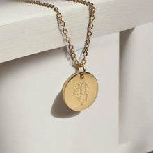 Load image into Gallery viewer, Birth Flower Necklaces, Round | 18k Gold Fill
