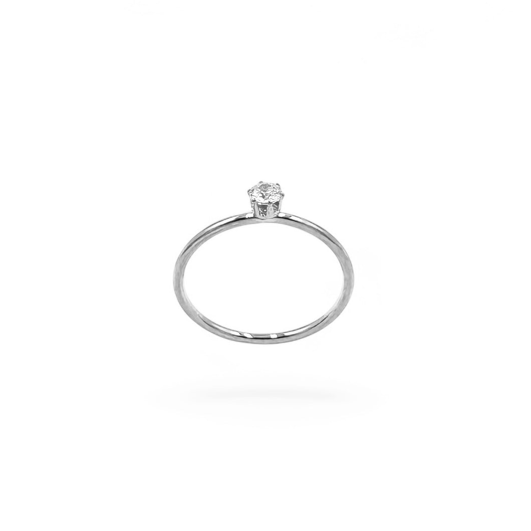 Simple Solitaire Rounded Band Ring | 925 Sterling Silver | Size 5-9