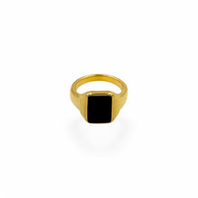 Load image into Gallery viewer, Black Onyx Rectangle Signet | 18k Gold | Size 6, 7, 8
