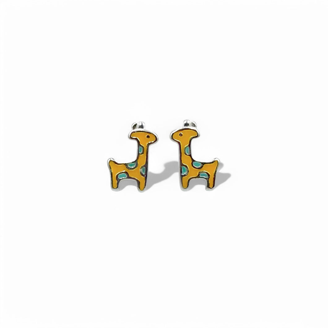 Coloured Giraffe Stud Earrings | 925 Sterling Silver