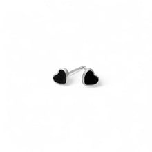 Load image into Gallery viewer, Tiny Black Heart Stud Earrings | 925 Sterling Silver
