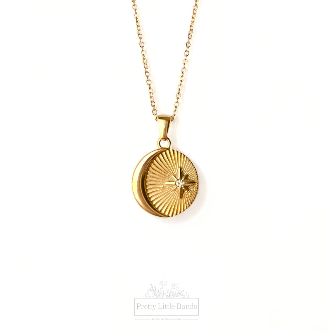 Moon & Stars Talisman Necklace | 18k Gold Filled