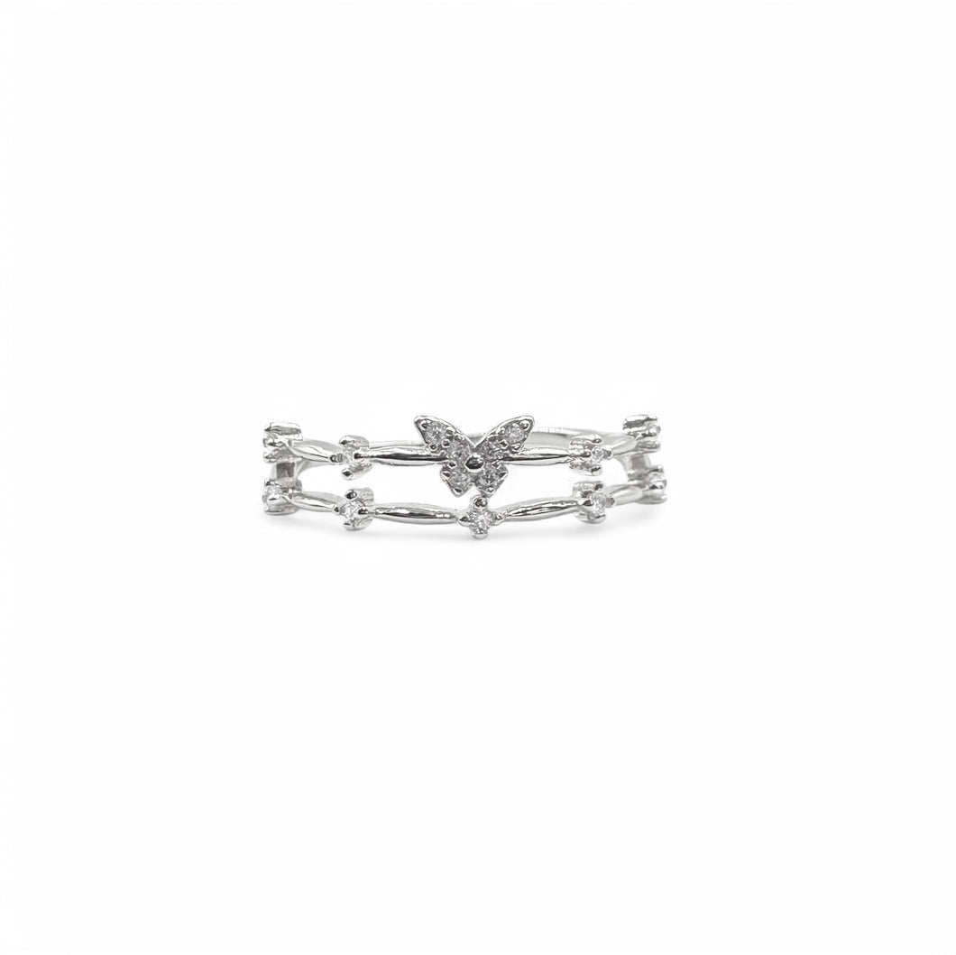 Butterfly Garden Ring Band | 925 Sterling Silver | Adjustable