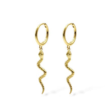 Load image into Gallery viewer, Hanging Snake Hoop Earrings | 925 Sterling Silver | Available in Silver &amp; Gold
