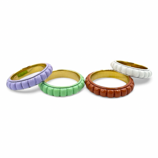 Colourful Brick Stacker Ring | 18k Gold | Available in 4 colours