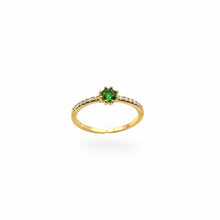 Load image into Gallery viewer, Emerald &amp; Crystal Fern Ring | 14K Gold | Adjustable
