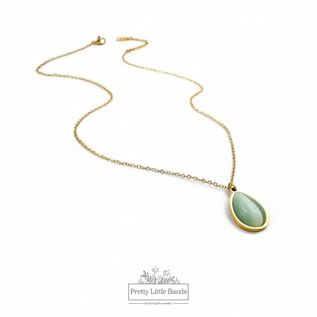 Teardrop Opal Stone Necklace | 18k Gold Filled