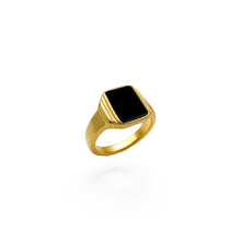 Load image into Gallery viewer, Black Onyx Rectangle Signet | 18k Gold | Size 6, 7, 8
